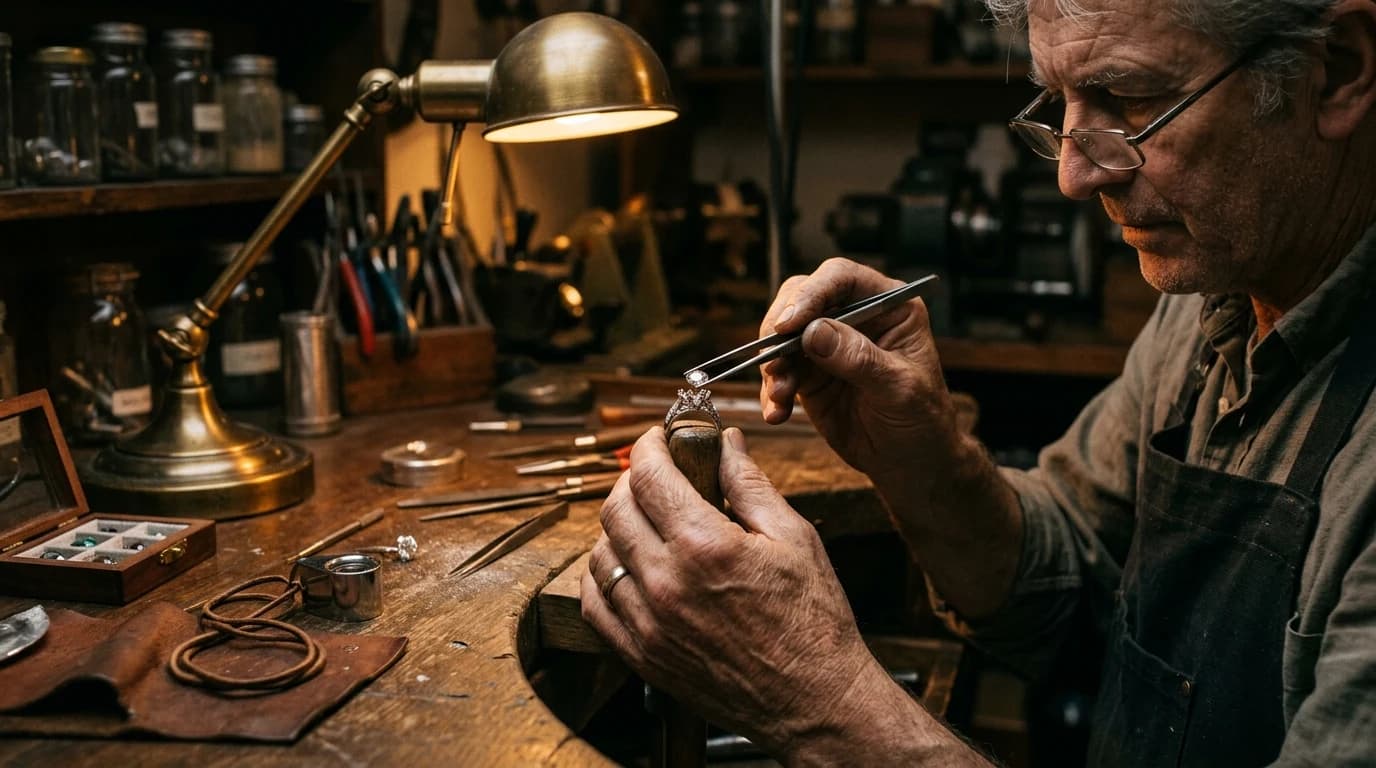 A Noor-e-Chandi artisan crafting sterling silver jewellery by hand